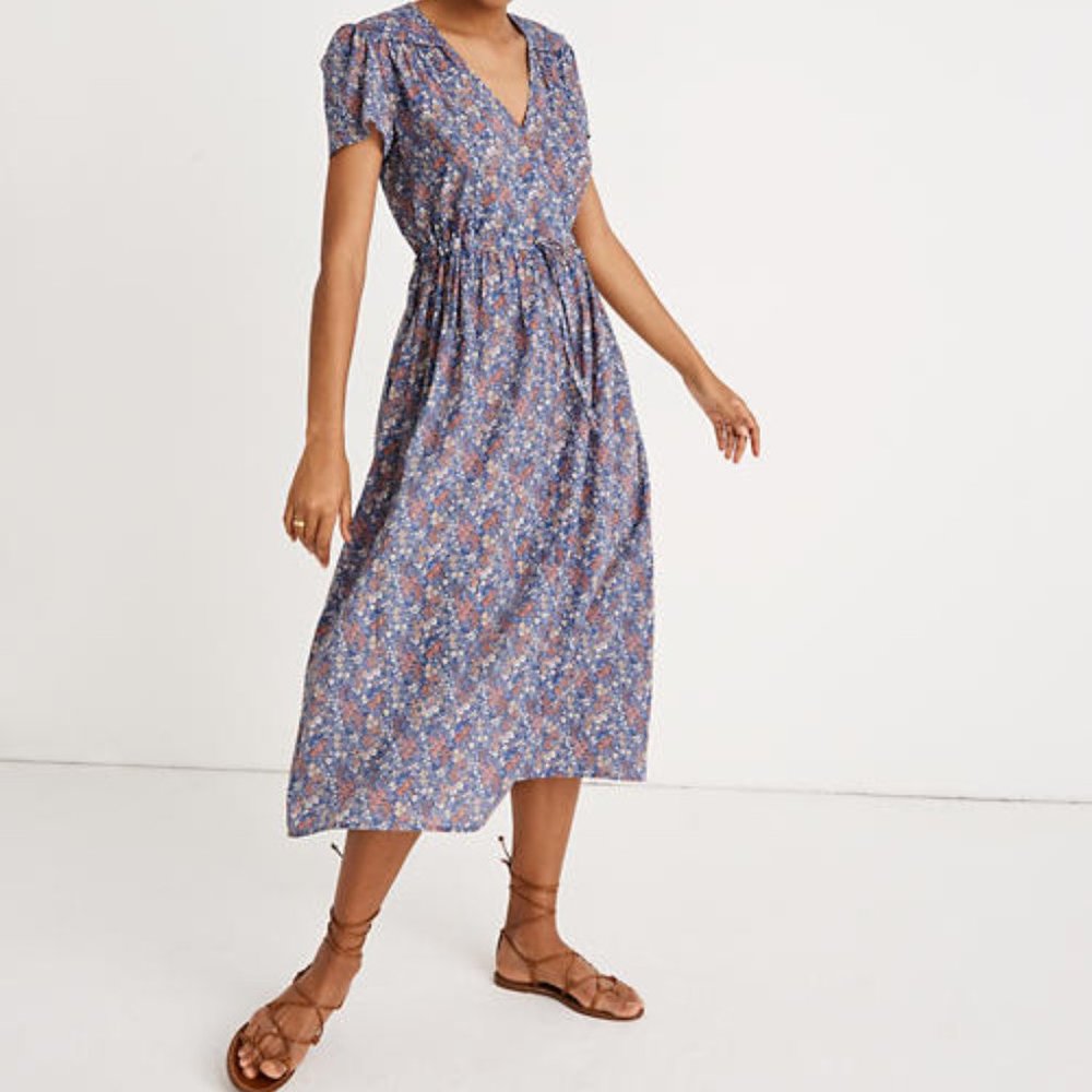 Christy Dawn Blue Floral Midi Dress